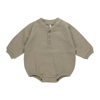 Quincy Mae Olive Henley Bubble Romper