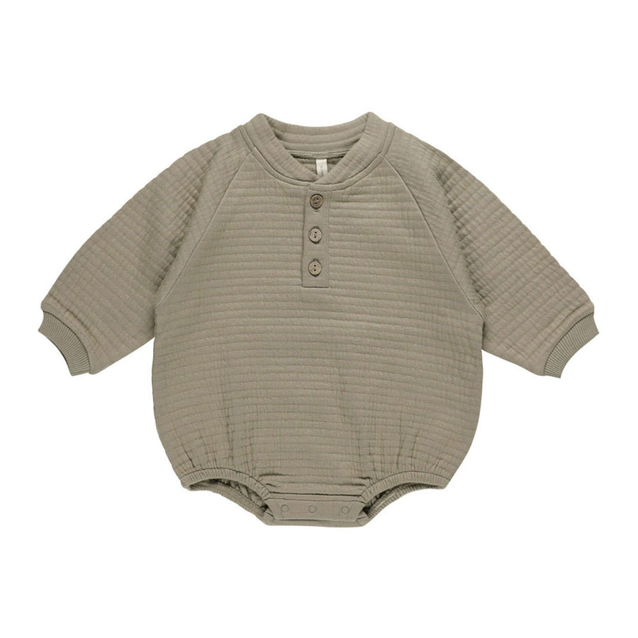 Quincy Mae Olive Henley Bubble Romper