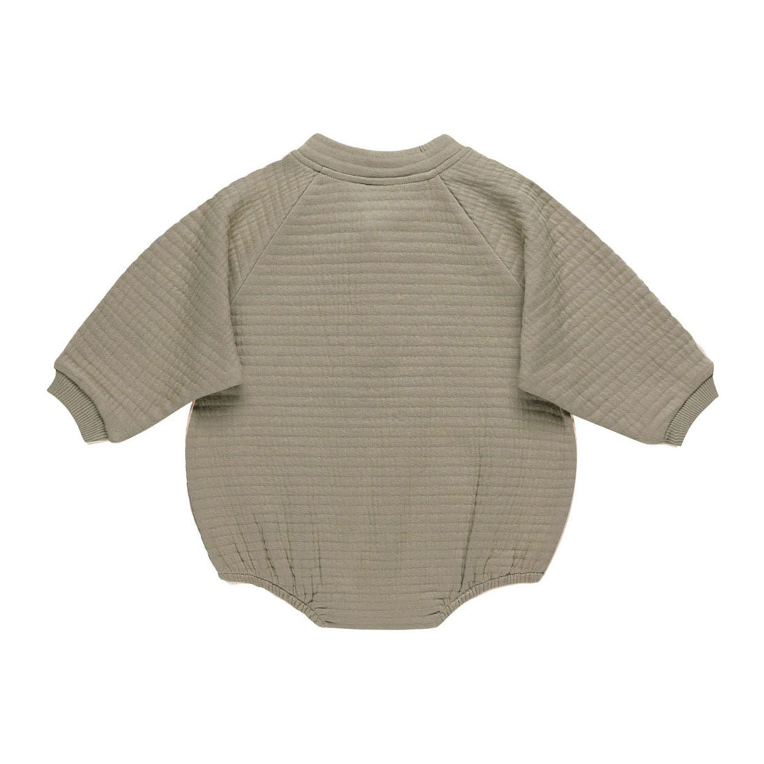 Quincy Mae Olive Henley Bubble Romper