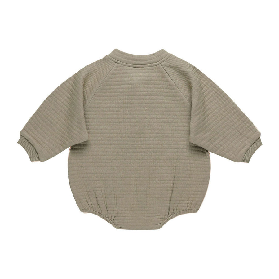 Quincy Mae Olive Henley Bubble Romper