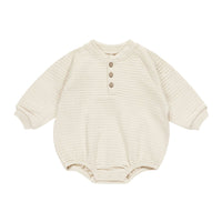 Quincy Mae Natural Henley Bubble Romper