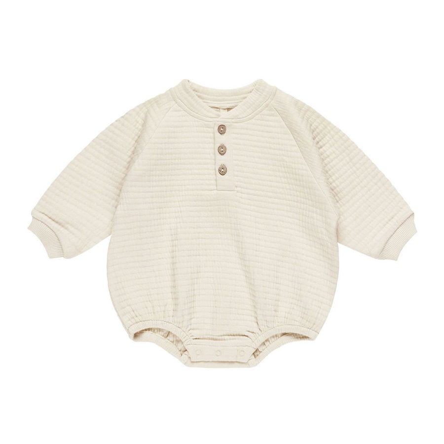 Quincy Mae Natural Henley Bubble Romper