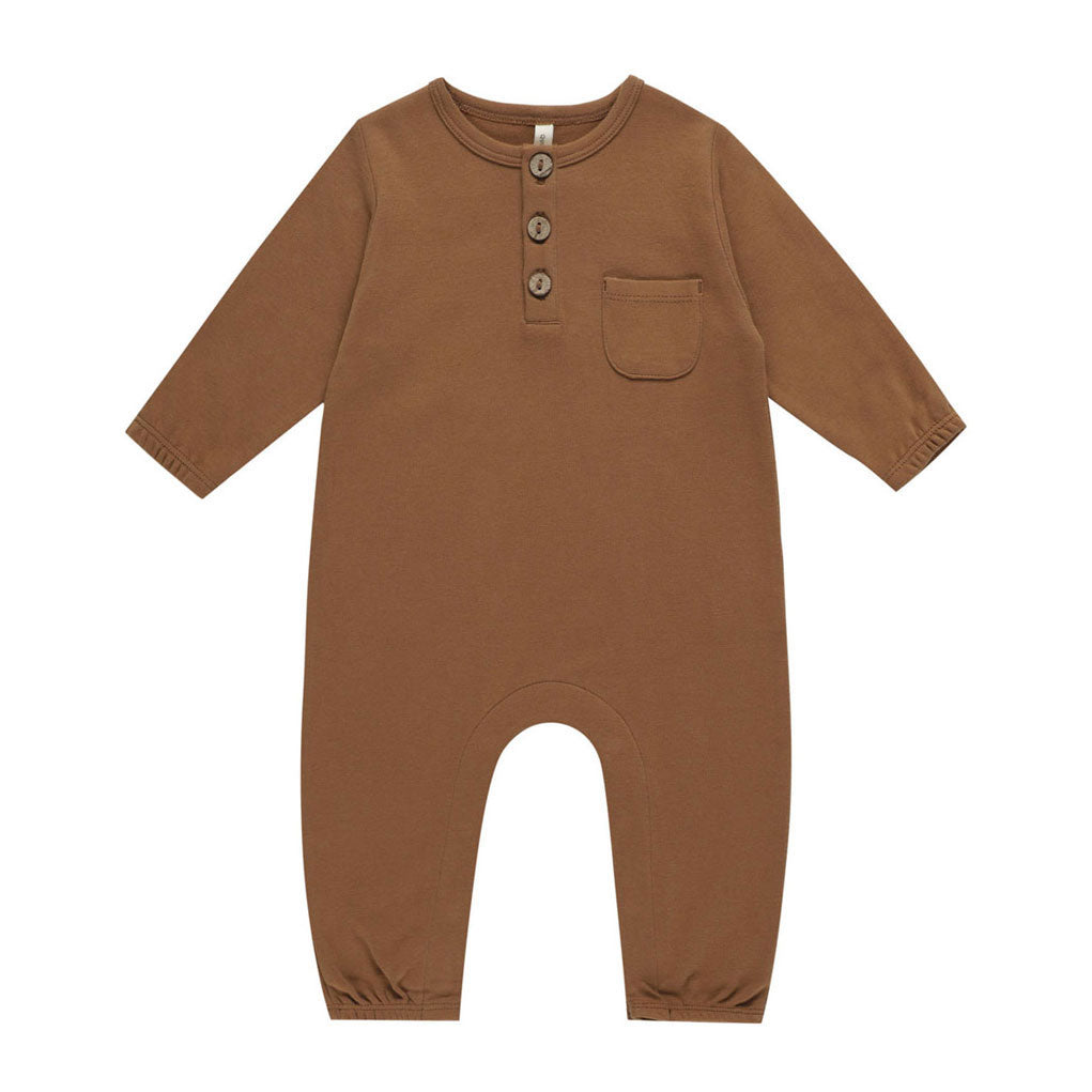 Quincy Mae Cinnamon Long Sleeve Pocket Jumpsuit