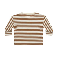Quincy Mae Cinnamon Stripe Long Sleeve Henley Tee