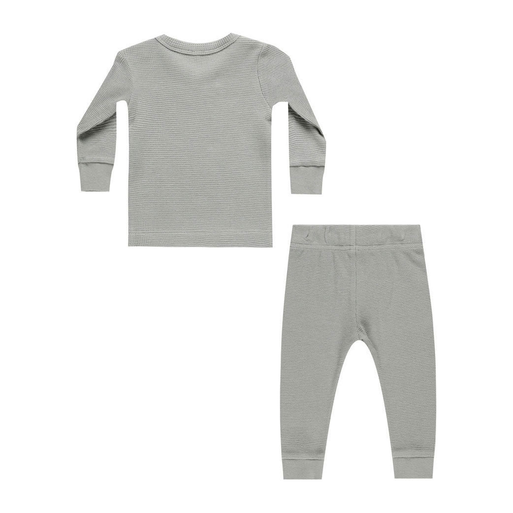 Quincy Mae Dusty Blue Waffle Top + Pant Set