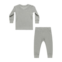 Quincy Mae Dusty Blue Waffle Top + Pant Set