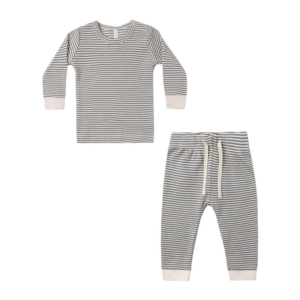 Quincy Mae Midnight Microstripe Waffle Top + Pant Set