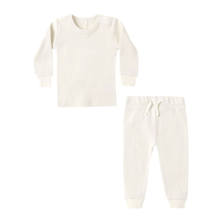 Quincy Mae Natural Waffle Top + Pant Set