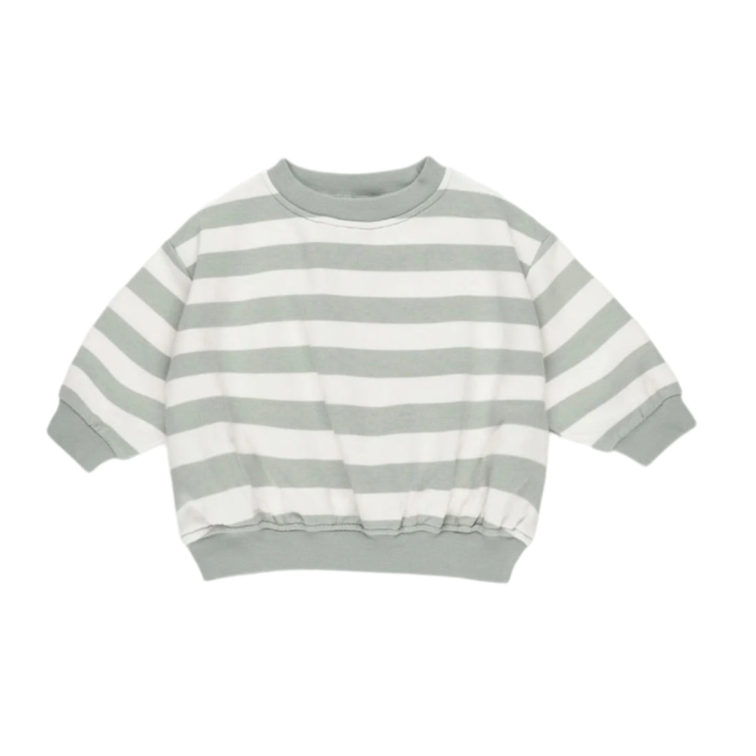 Quincy Mae Sage Stripe Relaxed Sweatshirt