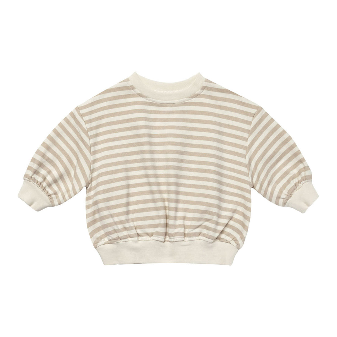 Quincy Mae Sand Stripe Relaxed Fleece Sweatshirt