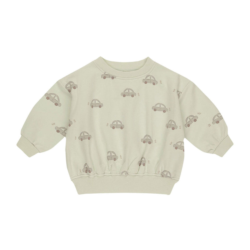 Quincy Mae Mint Cars Relaxed Sweatshirt