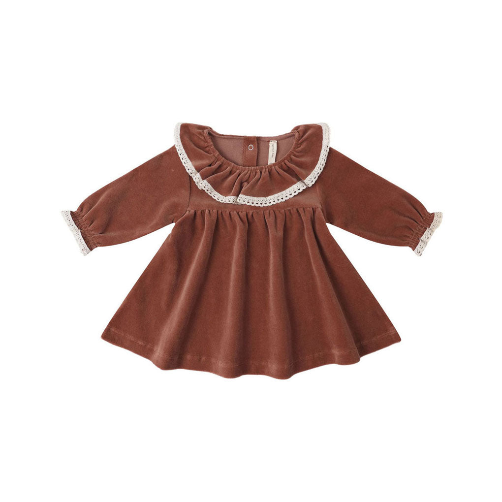 Quincy Mae Cranberry Velour Baby Dress