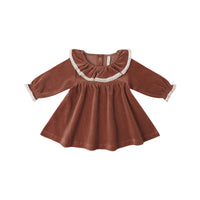 Quincy Mae Cranberry Velour Baby Dress
