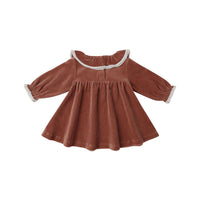Quincy Mae Cranberry Velour Baby Dress