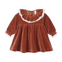 Quincy Mae Redwood Velour Baby Dress