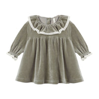Quincy Mae Spruce Velour Baby Dress