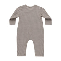 Quincy Mae Indigo Gingham Pocketed Woven Jumpsuit