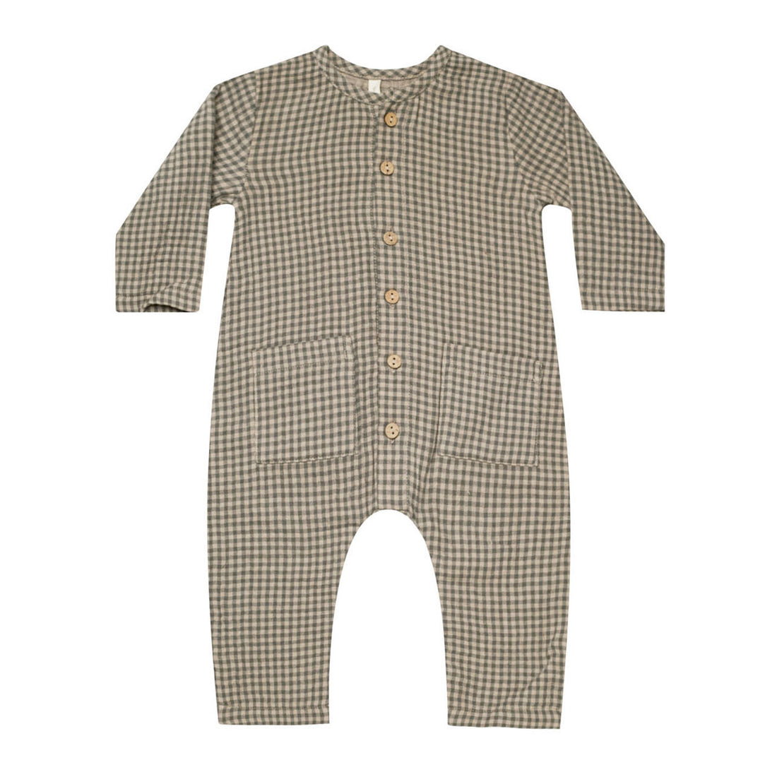 Quincy Mae Forest Micro Plaid Pocketed Woven Jumpsuit