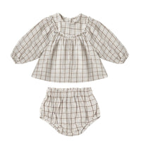 Quincy Mae Blue Plaid Mia Top + Bloomer Set