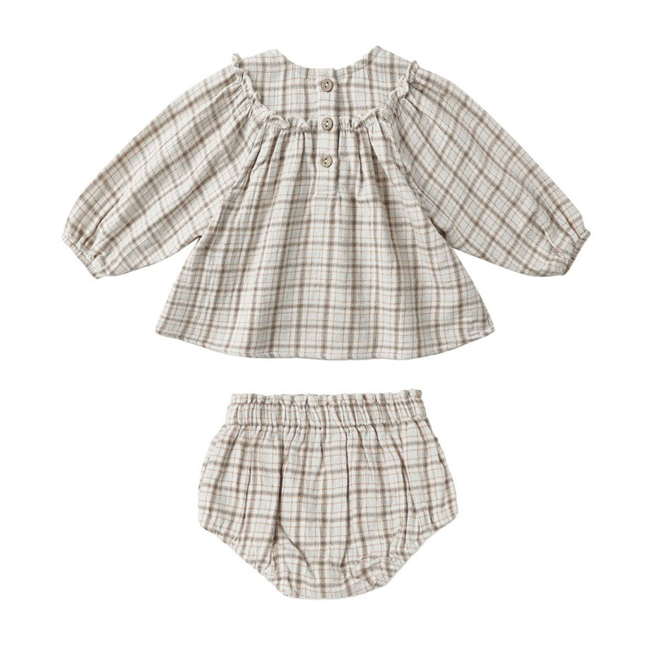 Quincy Mae Blue Plaid Mia Top + Bloomer Set