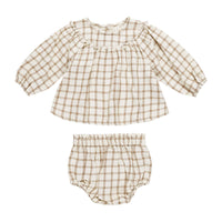 Quincy Mae Cinnamon Plaid Mia Top + Bloomer Set