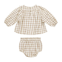 Quincy Mae Cinnamon Plaid Mia Top + Bloomer Set