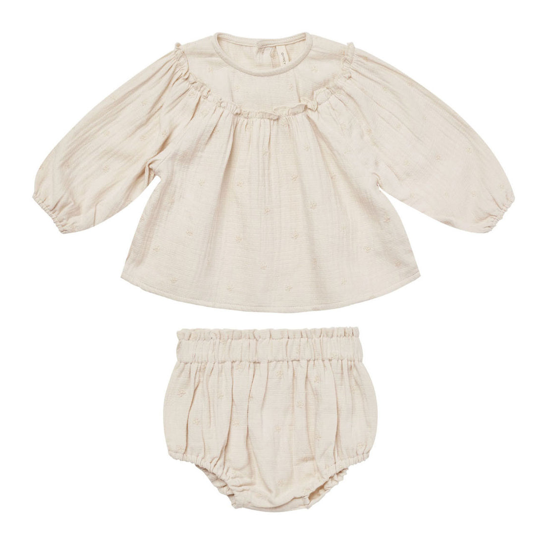 Quincy Mae Daisy Embroidery Balloon Sleeve Blouse + Bloomer Set