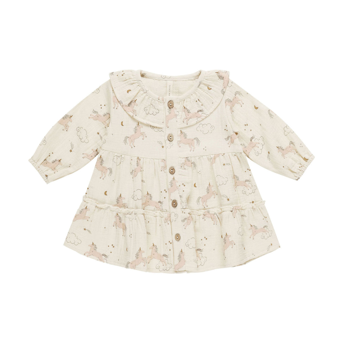 Quincy Mae Unicorn Ruffle Collar Button Dress