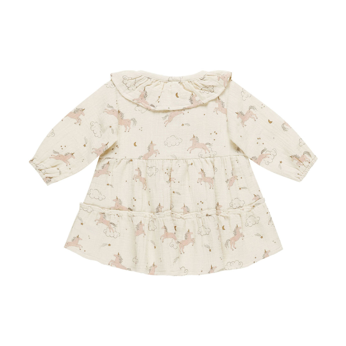 Quincy Mae Unicorn Ruffle Collar Button Dress