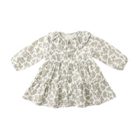 Quincy Mae Green Floral Ruffle Collar Button Dress