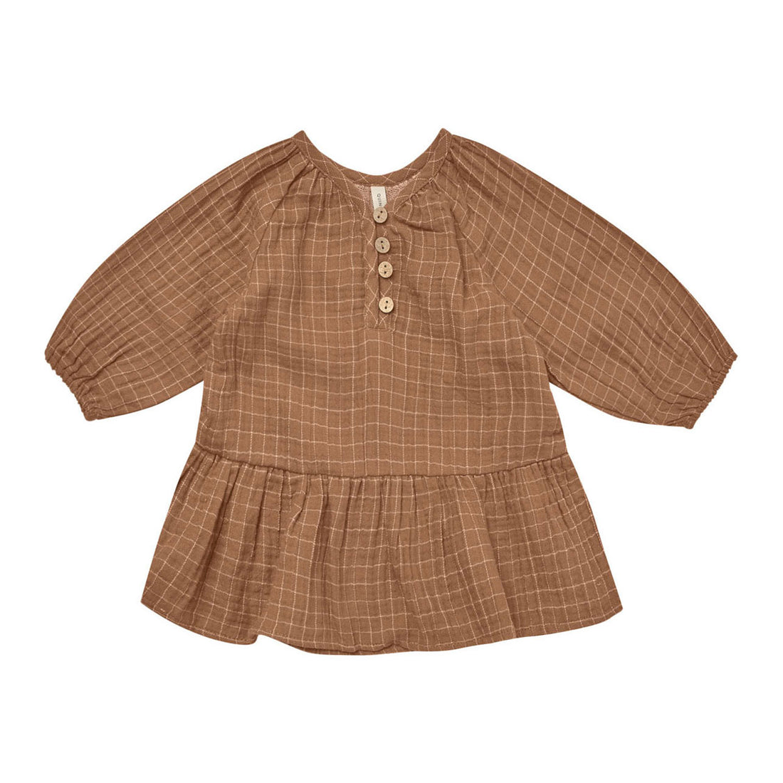 Quincy Mae Cinnamon Grid Lany Dress