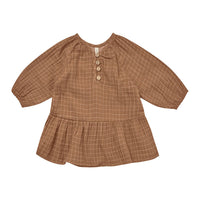 Quincy Mae Cinnamon Grid Lany Dress