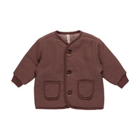 Quincy Mae Plum Quilted V-Neck Button Jacket