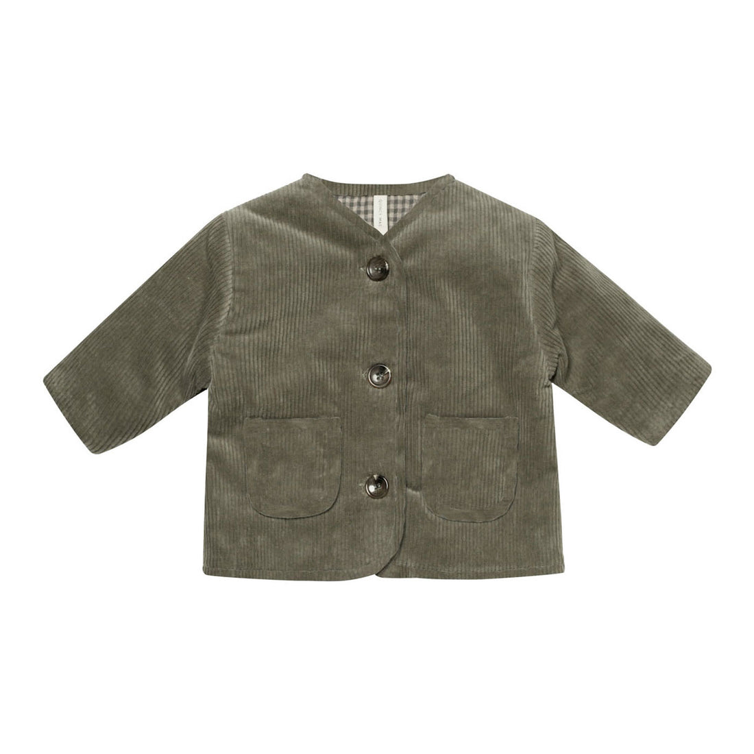 Quincy Mae Forest Quilted V-Neck Button Jacket