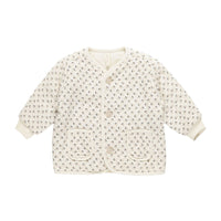 Quincy Mae French Flora Quilted V-Neck Button Jacket