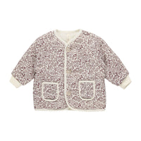 Quincy Mae Mauve Ditsy Quilted V-Neck Button Jacket