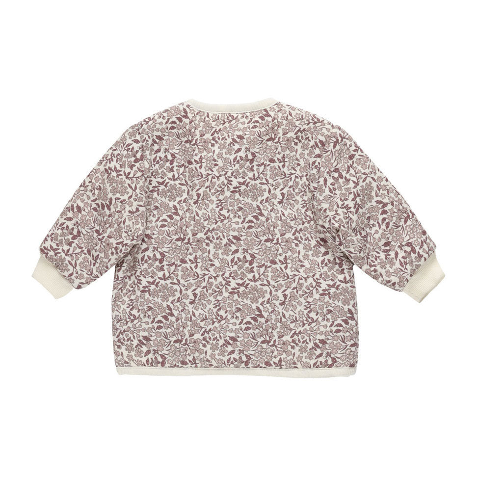 Quincy Mae Mauve Ditsy Quilted V-Neck Button Jacket