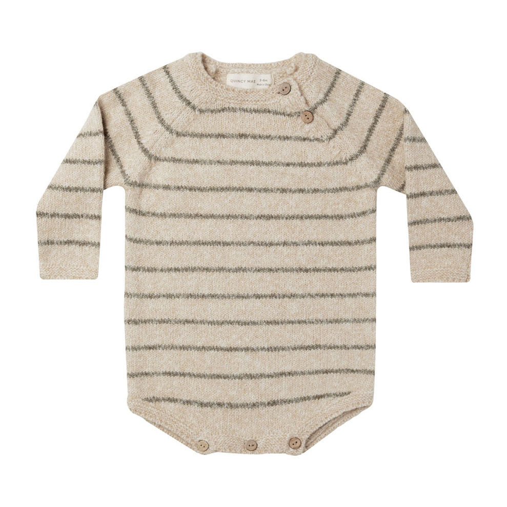 Quincy Mae Basil Stripe Riggens Romper