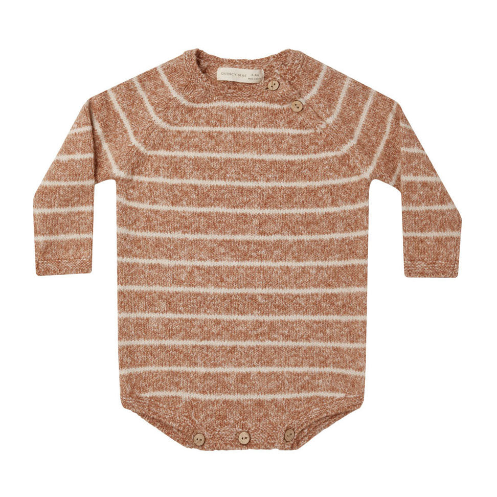 Quincy Mae Cinnamon Stripe Riggens Romper