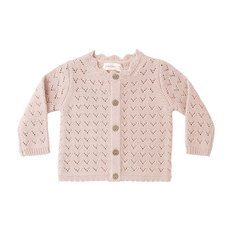 Quincy Mae Blush Scalloped Cardigan