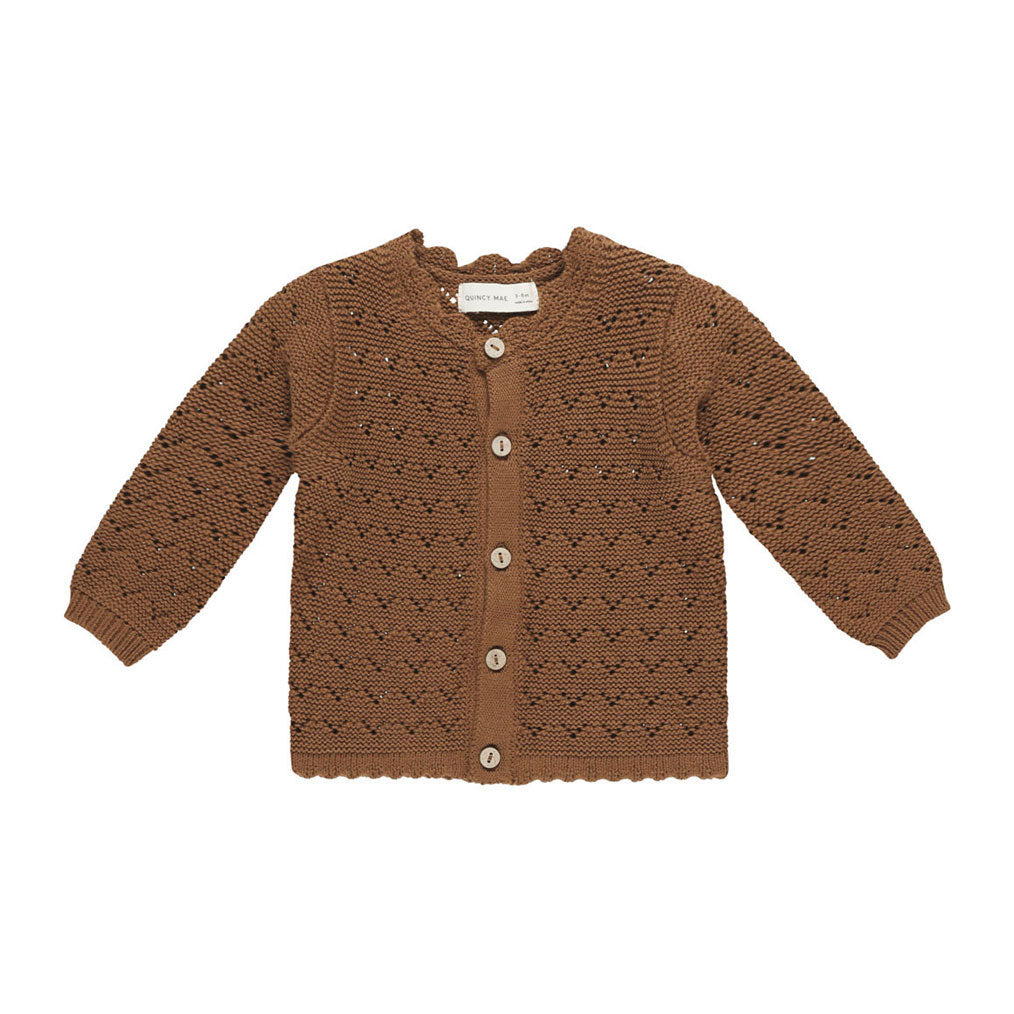 Quincy Mae Cinnamon Scalloped Cardigan
