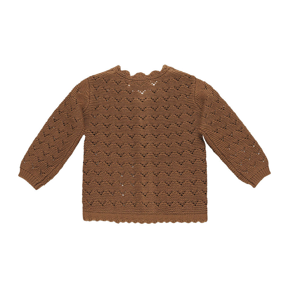 Quincy Mae Cinnamon Scalloped Cardigan