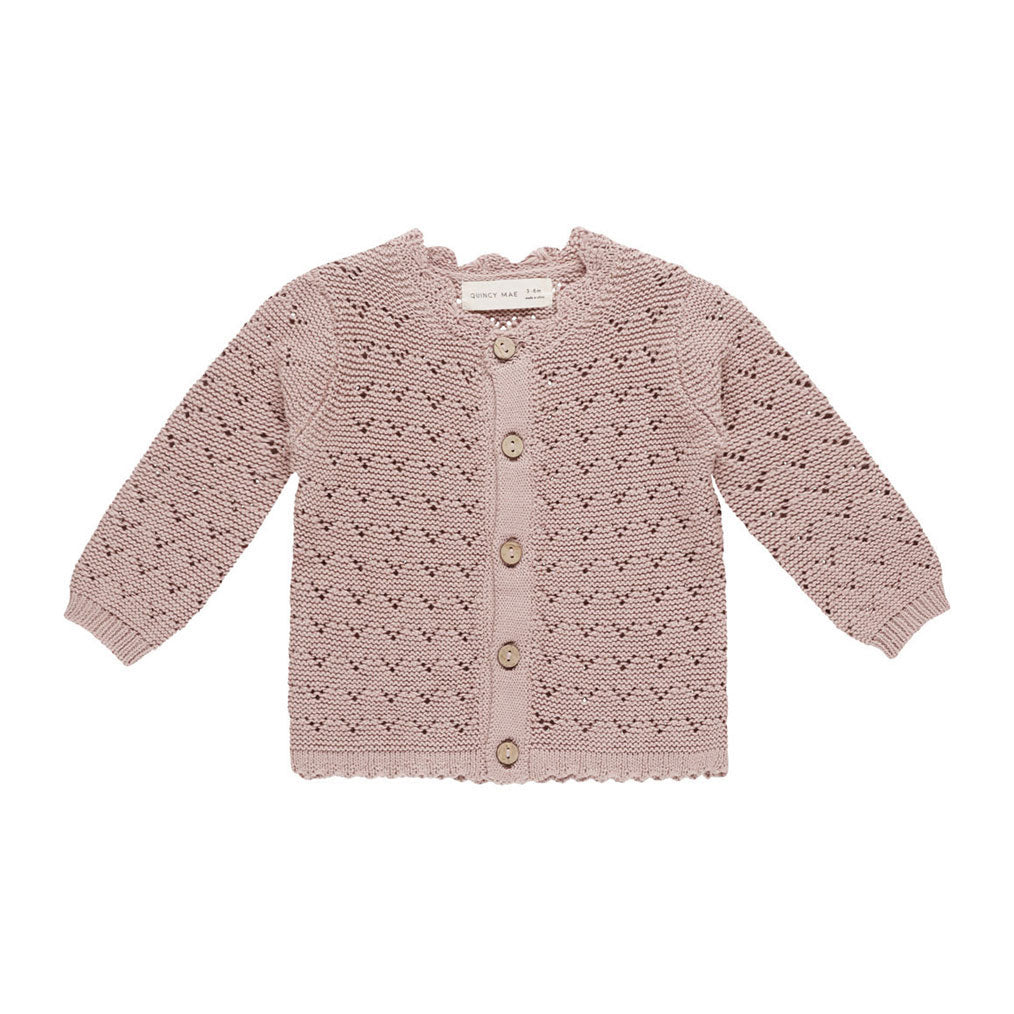 Quincy Mae Mauve Scalloped Cardigan