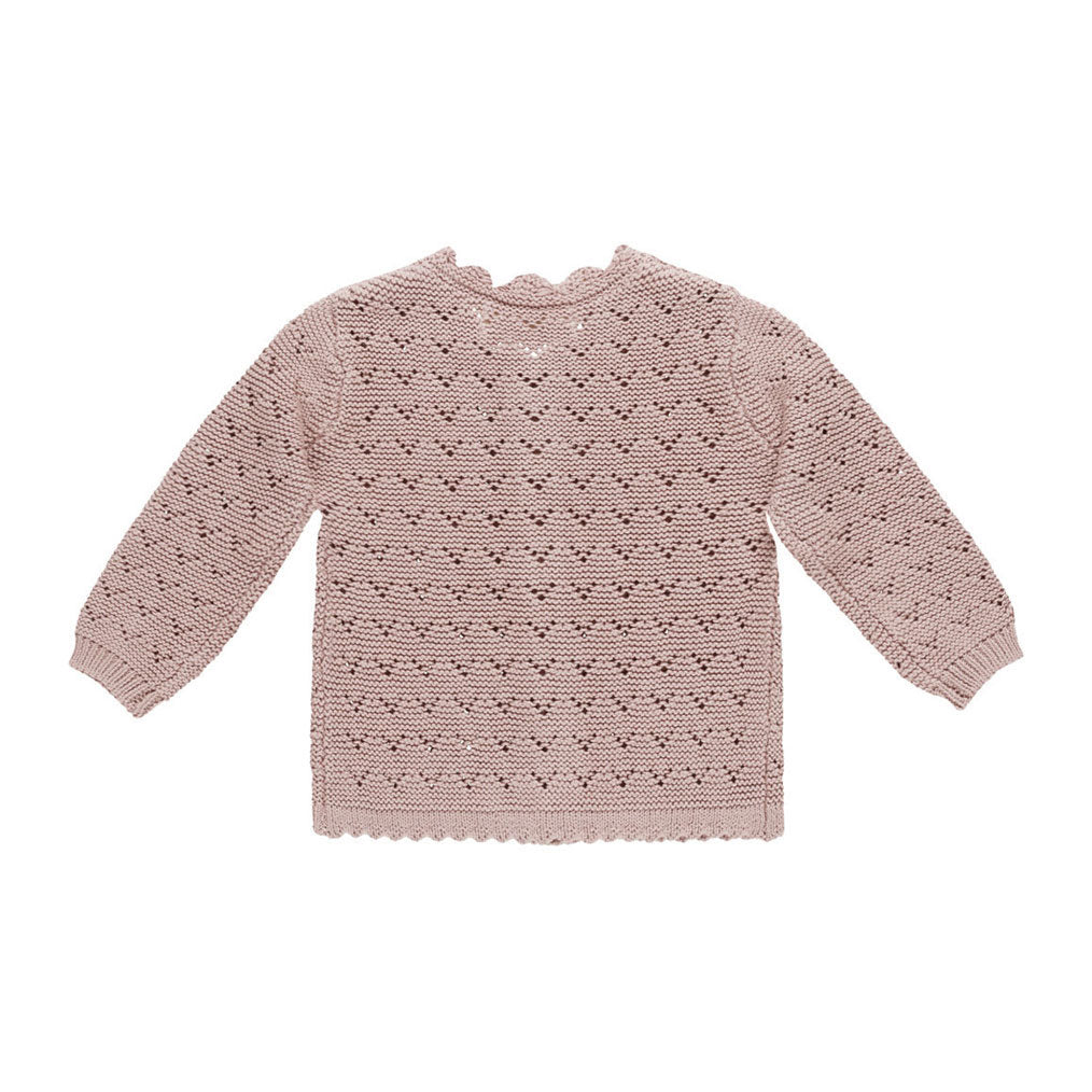 Quincy Mae Mauve Scalloped Cardigan