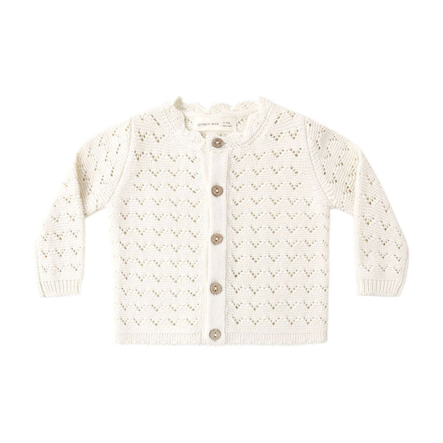 Quincy Mae Natural Scalloped Cardigan
