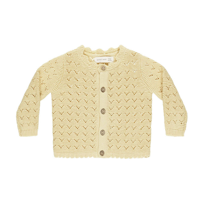 Quincy Mae Yellow Scalloped Cardigan
