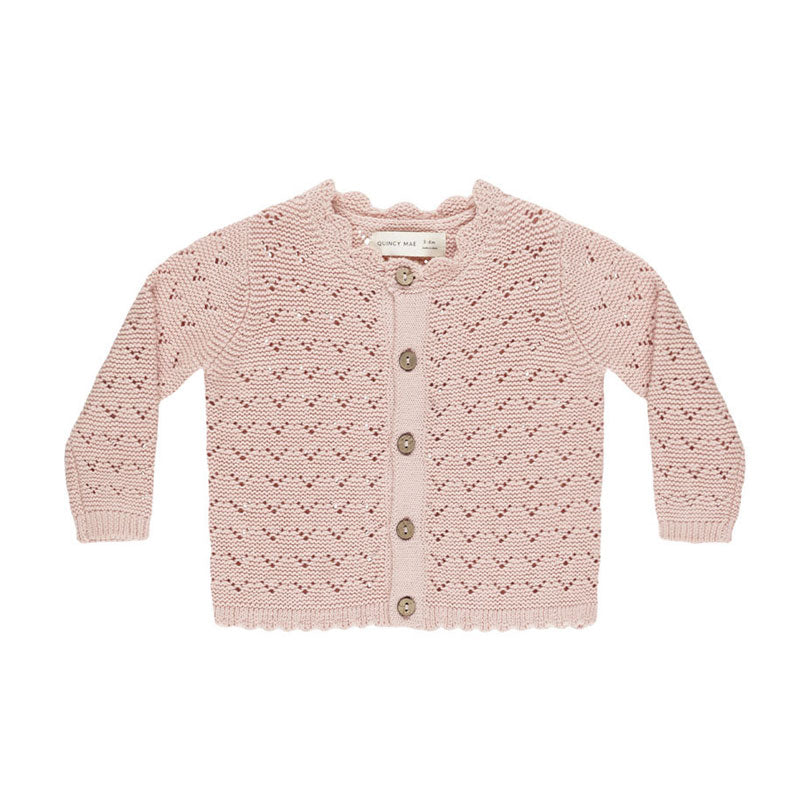 Quincy Mae Bubble Gum Scalloped Cardigan