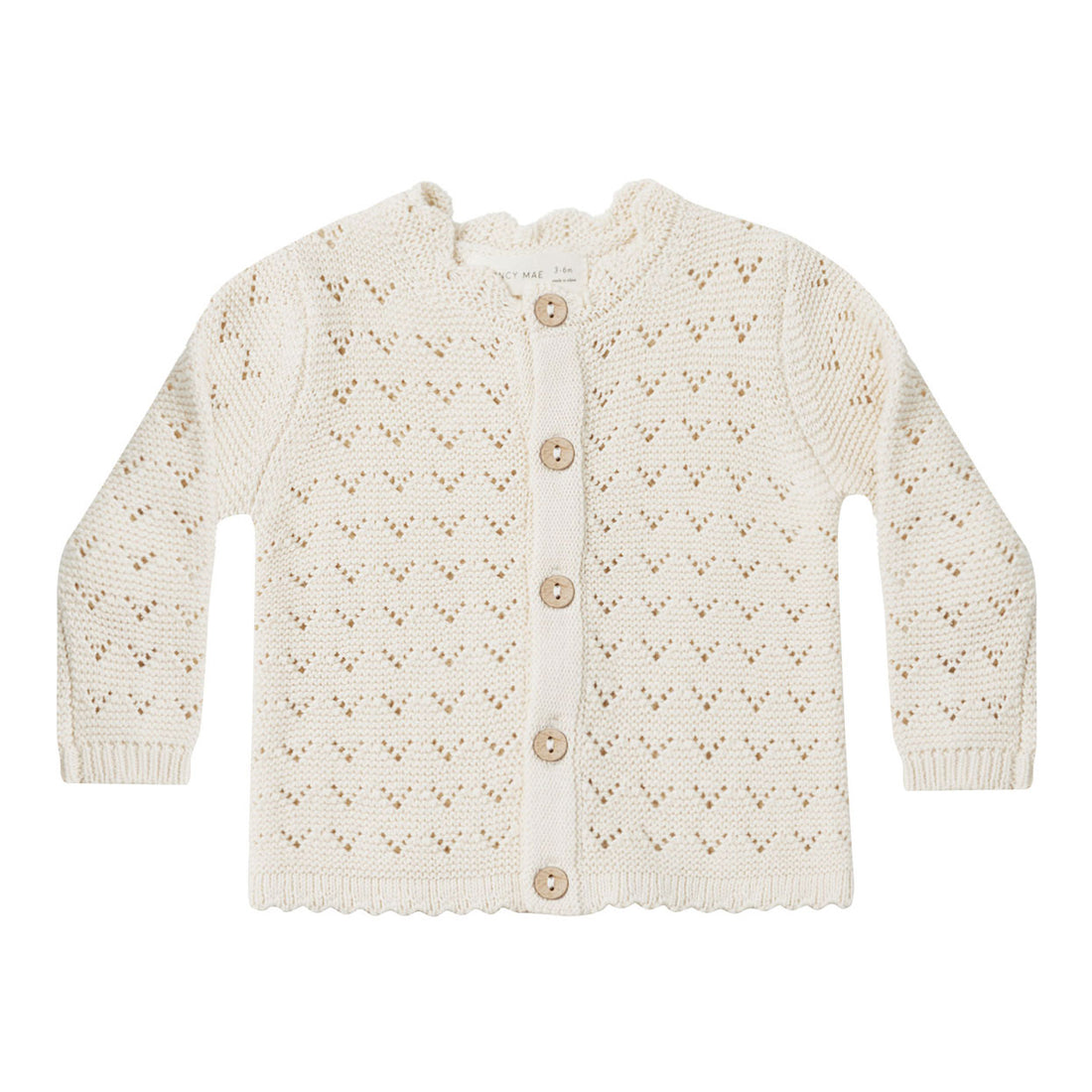 Quincy Mae Natural Scalloped Cardigan