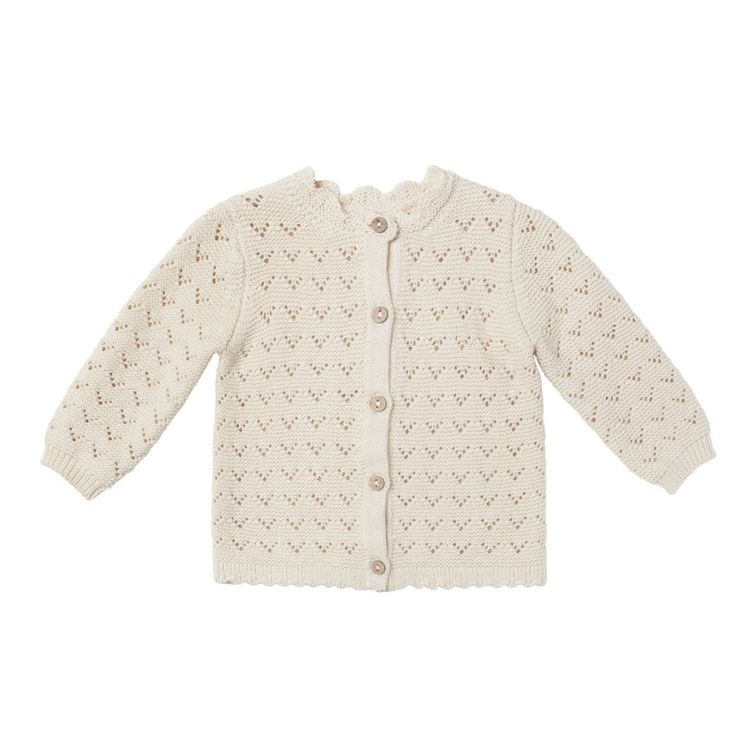 Quincy Mae Natural Scalloped Cardigan