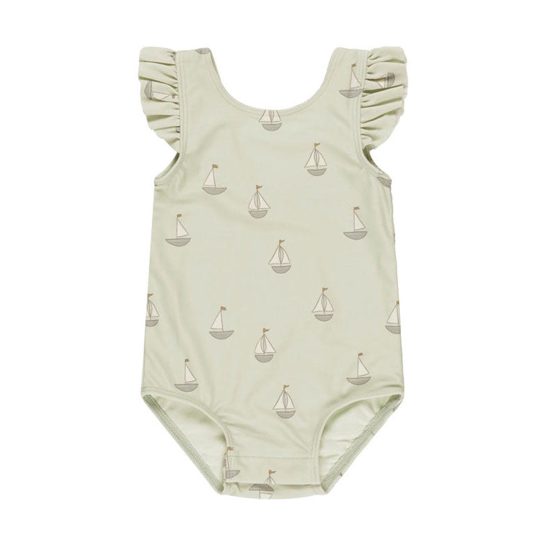 Quincy Mae Mint Sailboats Scoop Back One Piece